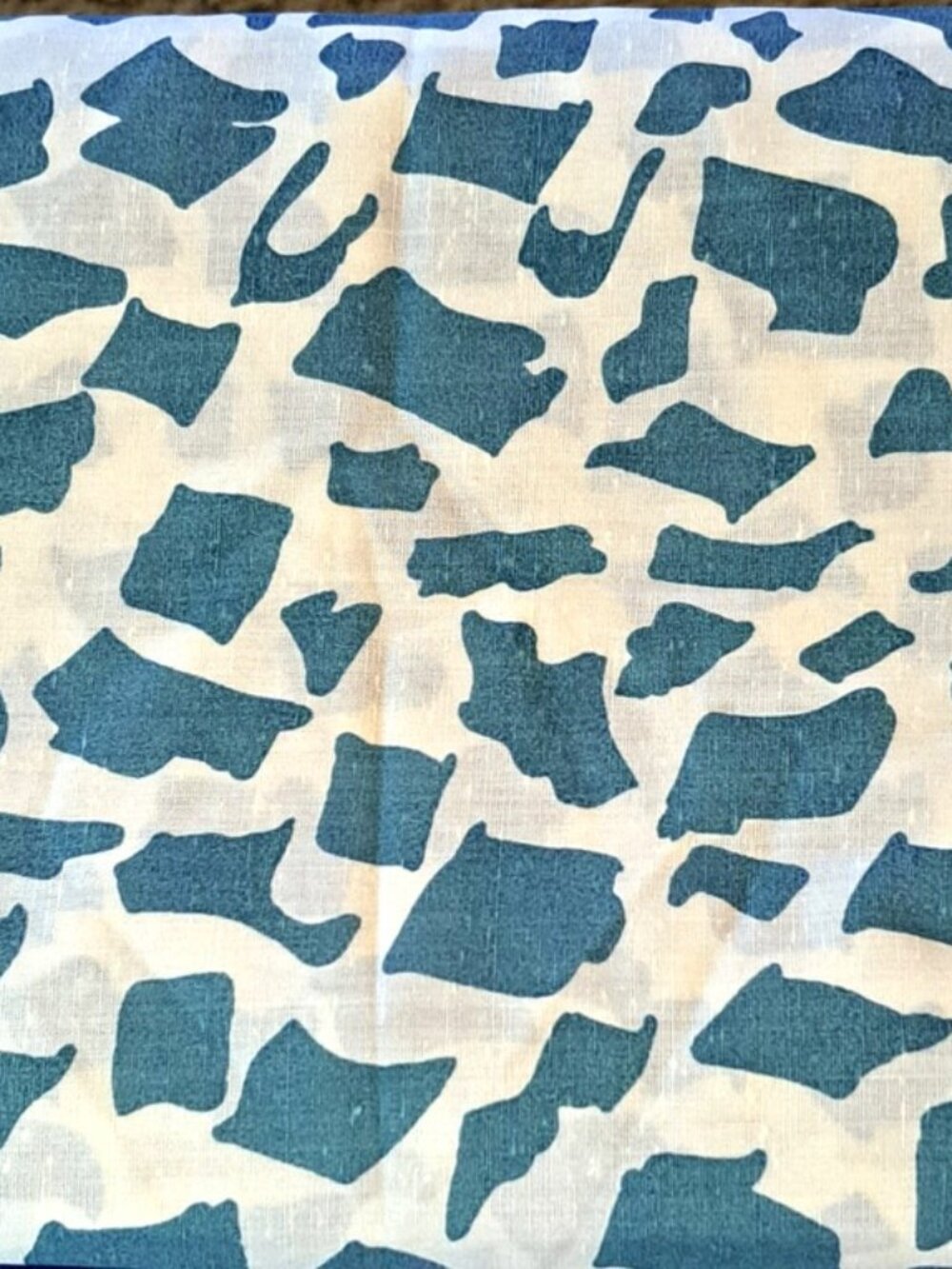 Turquoise on Cream Cotton Blend Fabric 46" wide x 3 yds